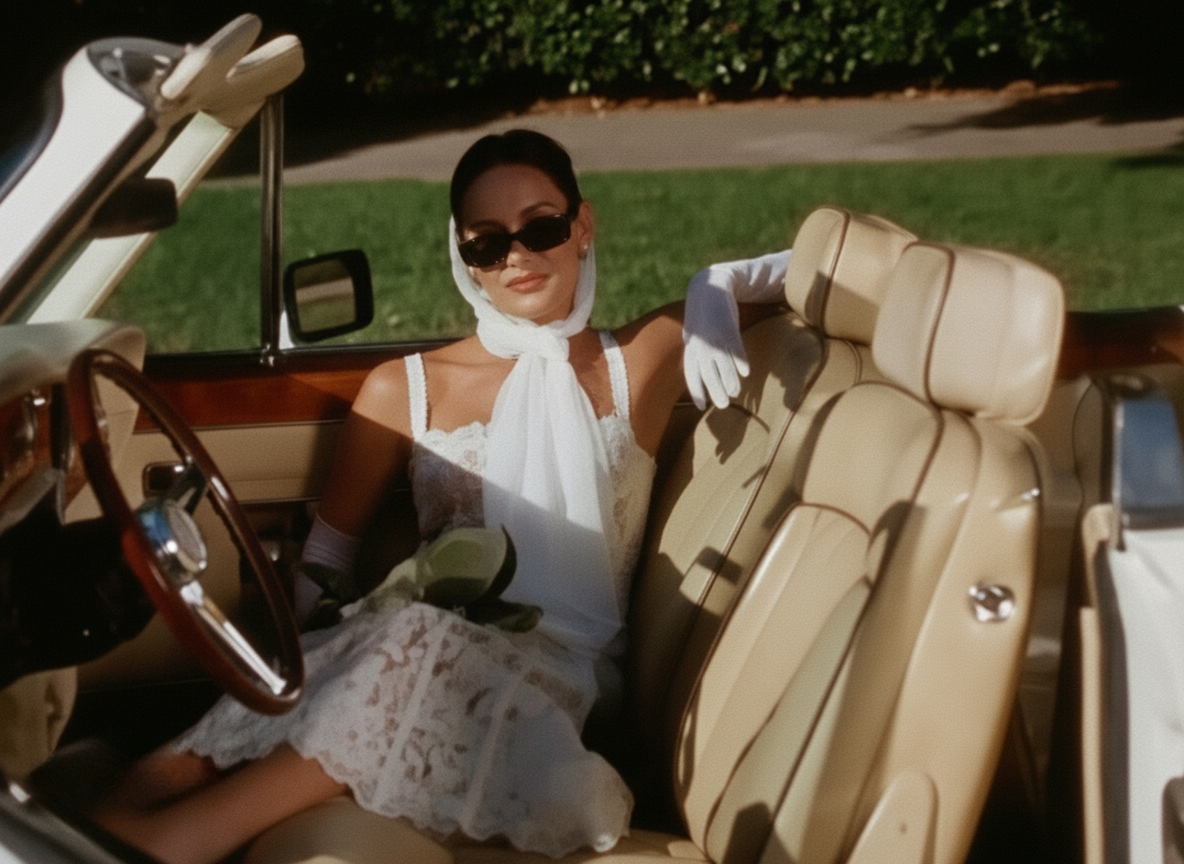 Vintage convertible at golden hour